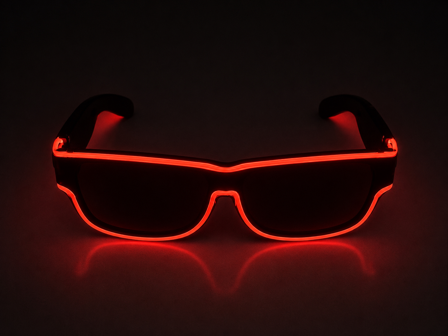 Neon light LED rechargable glasses Red Dark lenses
