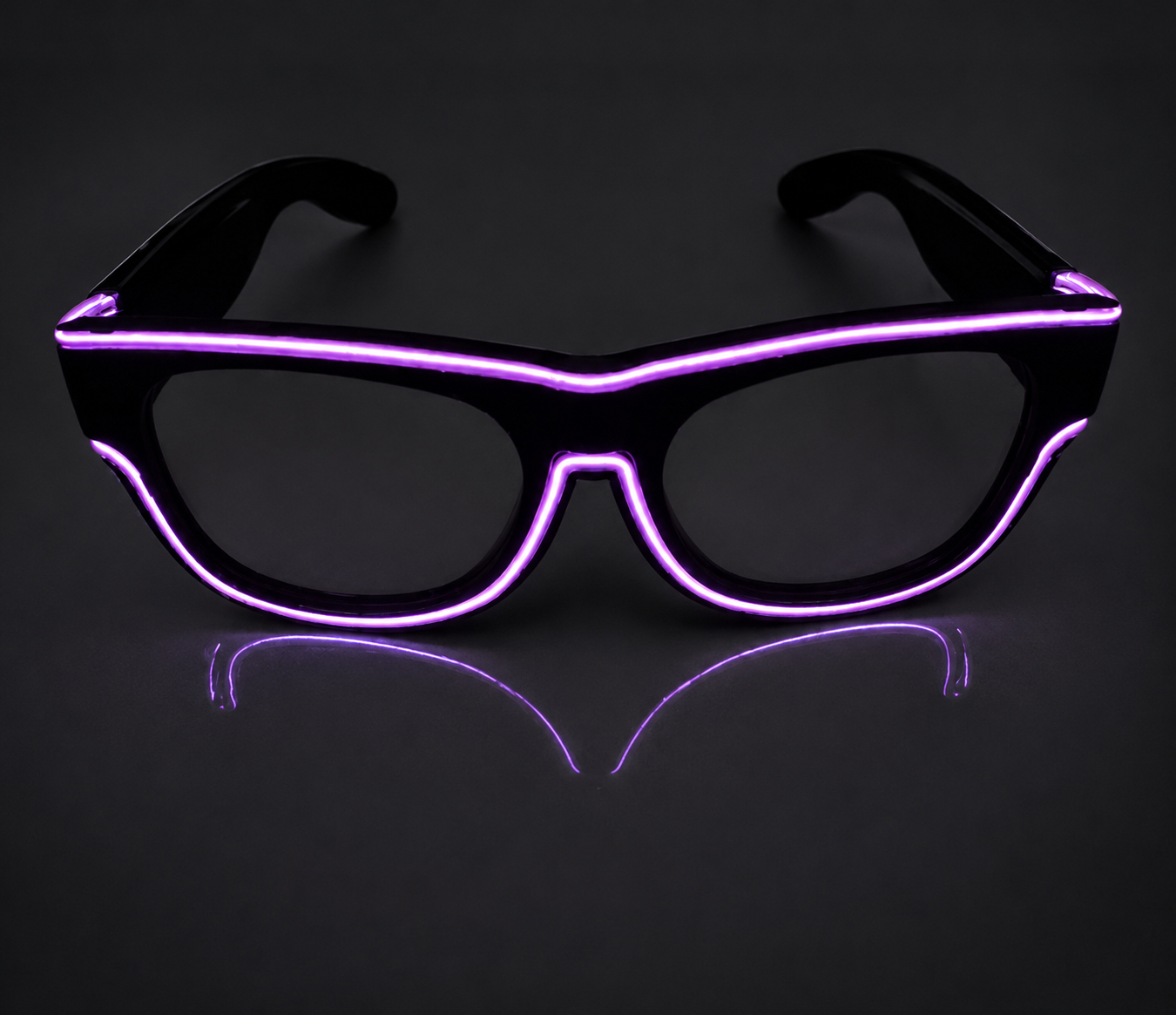 Neon light LED rechargable glasses Purple Clear lenses