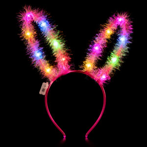 LED bunny ears Rose red