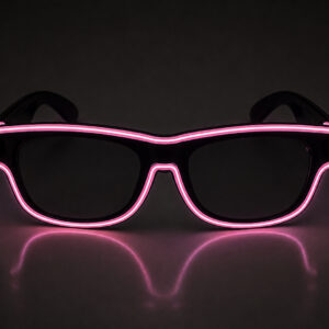 Neon light LED rechargable glasses Pink Clear lenses