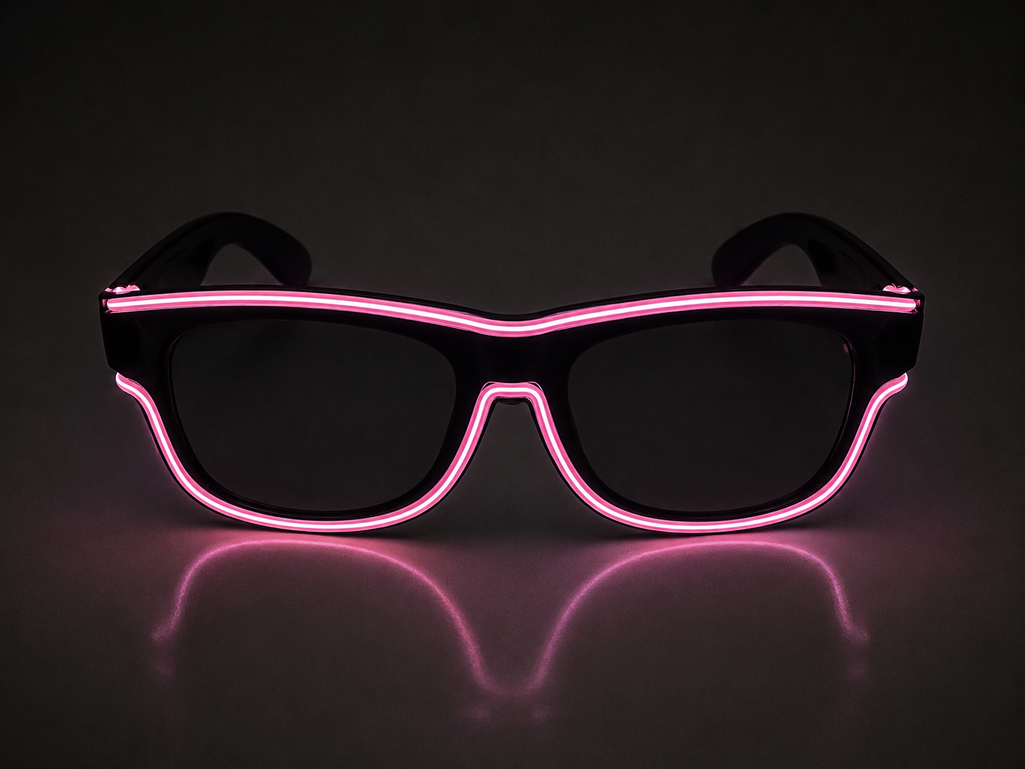Neon light LED rechargable glasses Pink Clear lenses