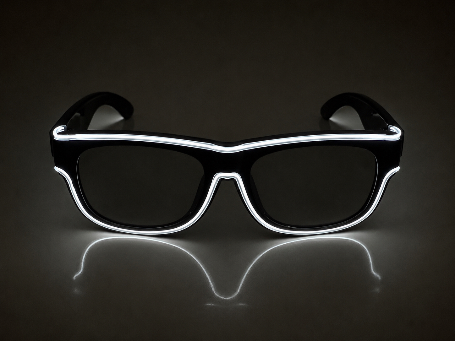 Neon light LED rechargable glasses white Clear lenses