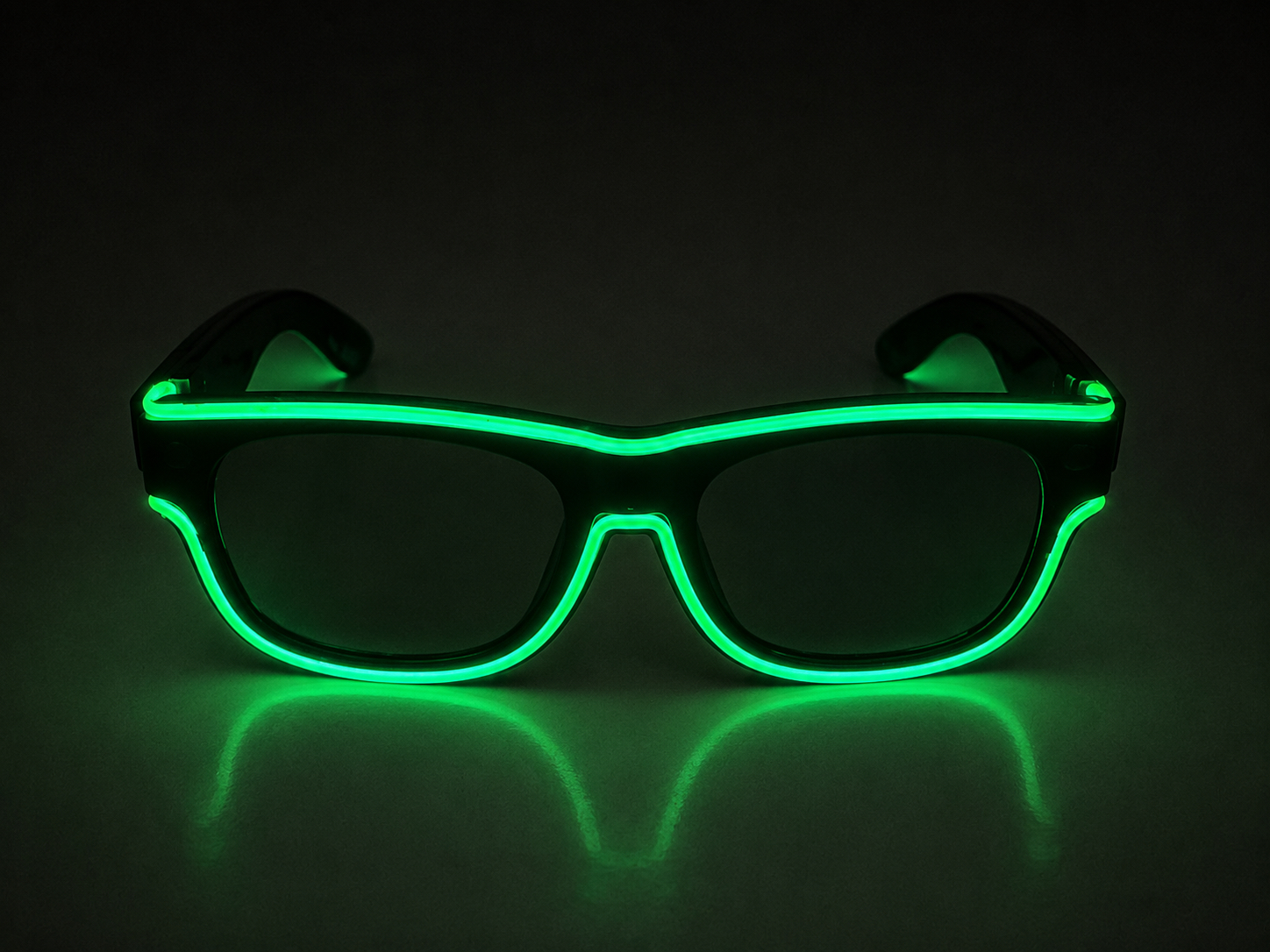 Neon light LED rechargable glasses Green Clear lenses